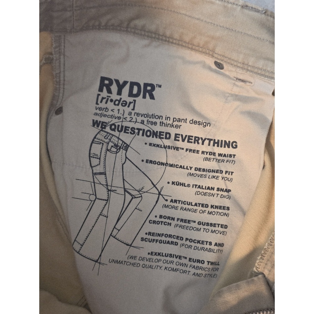 KUHL Ryder Pants Mens 38x32 Vintage Patina Dye Khaki Rugged Outdoor Workwear - Picture 10 of 14